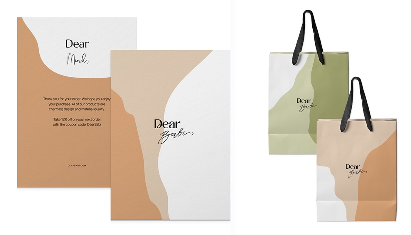 Dear babi 越南輕奢嬰兒用品品牌設計案例，嬰兒品牌設計，品牌視覺設計，深圳品牌設計，左右格局