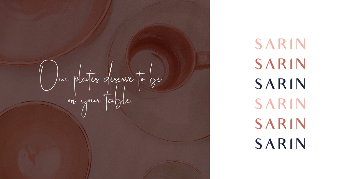 簡(jiǎn)約手工陶器工作室SARIN品牌形象策劃，家具品牌設(shè)計(jì)，品牌形象策劃，深圳品牌設(shè)計(jì)，左右格局