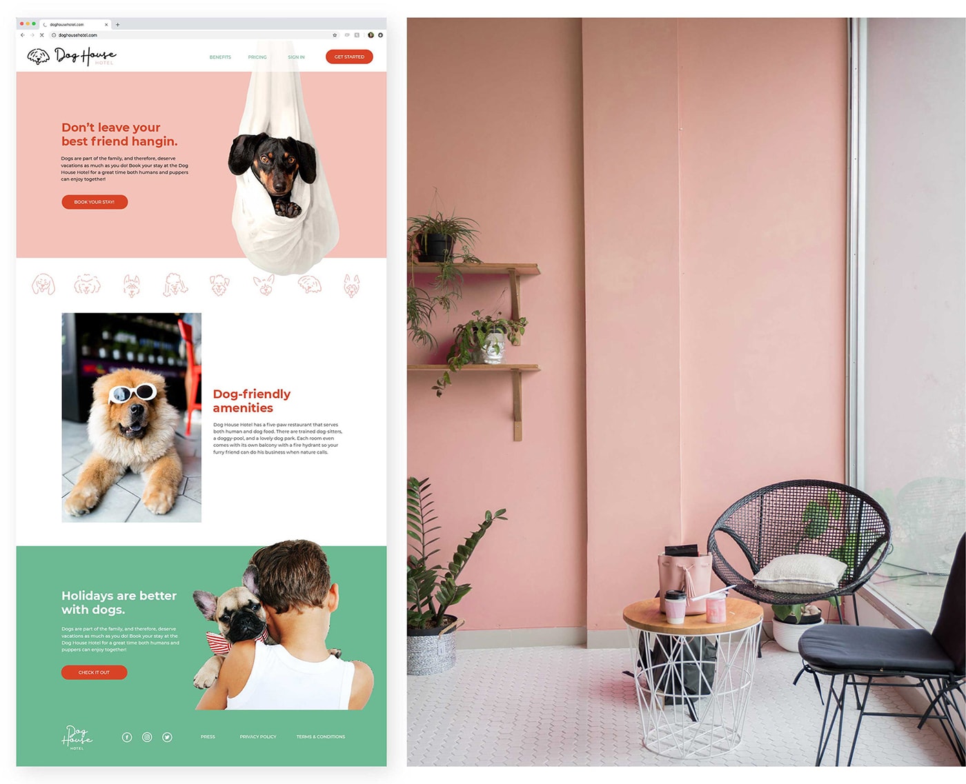 Dog House 創(chuàng)意主題酒店品牌形象設(shè)計案例，主題酒店品牌設(shè)計，品牌形象策劃，深圳品牌設(shè)計，左右格局