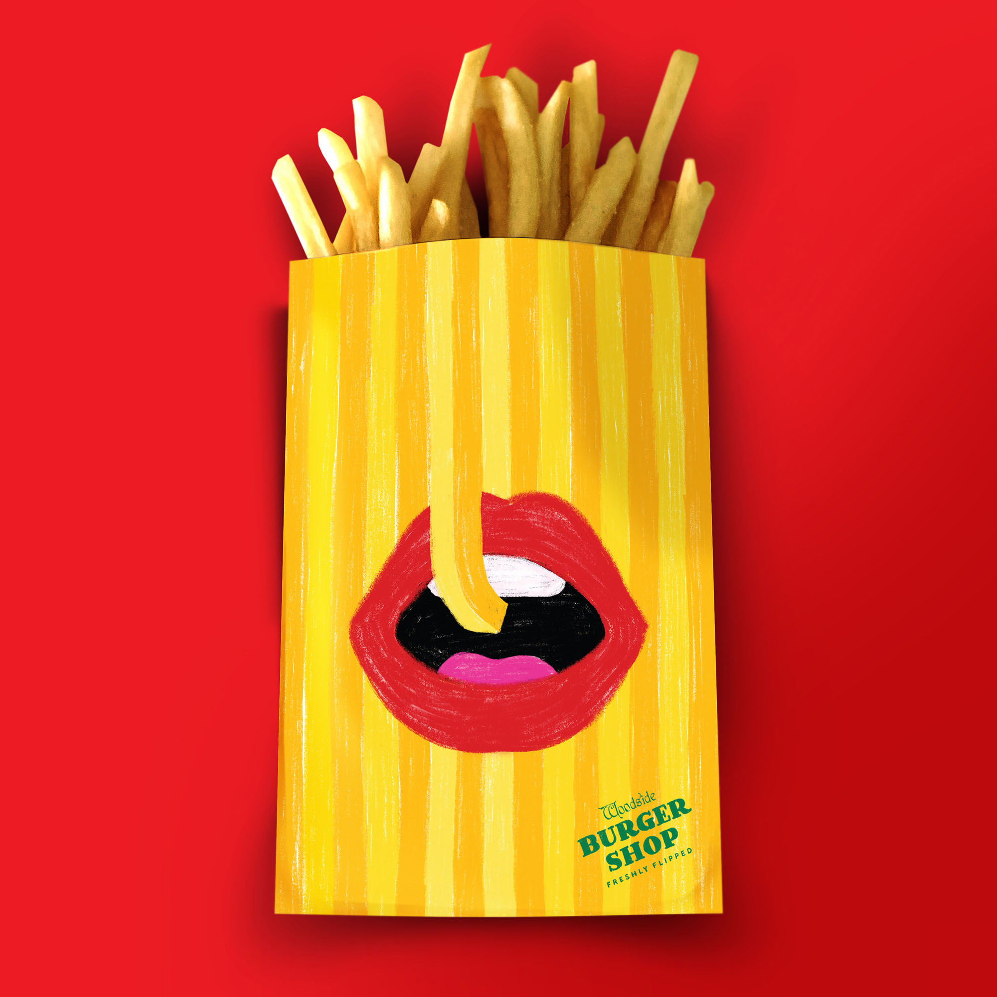 伍德賽德漢堡店薯條包裝設(shè)計
